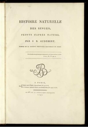 Histoire naturelle des singes et de makis