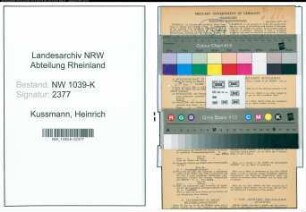 Entnazifizierung Heinrich Kussmann , geb. 03.02.1894 (Lehrer)