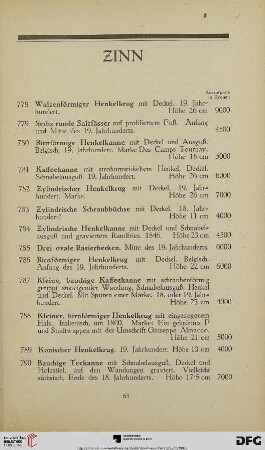 Zinn (Nr. 778-853)