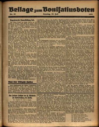 Zweite Ausgabe vom Sonntag, den 19. Juli 1931.