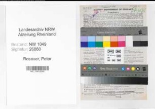 Entnazifizierung Peter Rosauer , geb. 25.03.1888 (Finanzbeamter)