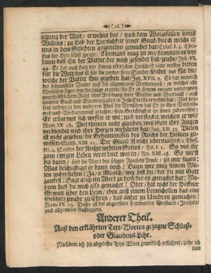 Anderer Theil. Auß den erklährten Text-Worten gezogne Schluß- oder Glaubens-Lehr