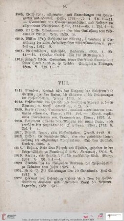 VIII.[vermischte Schriften. Landkarten und Kupfer. Musik (Nr. 1913 - 2028)