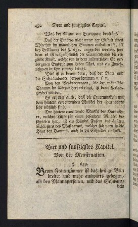 452-497, Vier und funfzigstes Capitel. Von der Menstruation (§659-§667).