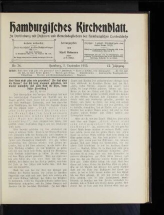 Nr. 36. Hamburg, 5. September 1915. 12. Jahrgang.