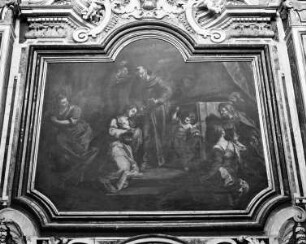 Der heilige Franz von Assisi schert der heiligen Klara die Haare