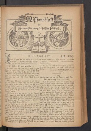 N°. 8. August 1917. XIX. Jahrg
