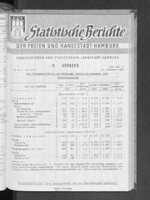 Die Binnenschiffahrt des Hamburger Hafens im Dezember 1967 : Lfd. Nr. 6
