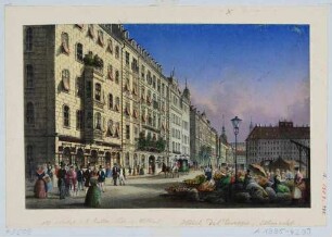 Das Hotel de l`Europe auf dem Altmarkt Ecke Webergasse in Dresden, Blick nach Norden in die Schlossgasse