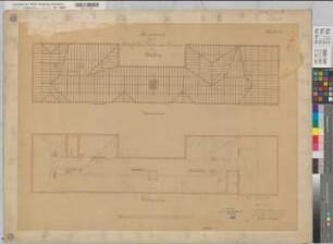 Arnsberg (Arnsberg) Lehrerinnenseminar Klassengebäude Blatt 4 Sparrenlage, Grundriß Dachgeschoß 1905 1 : 100 61 x 82 Pause Gutenschwager, Kreisbauinspektor Staatshochbauamt Arnsberg