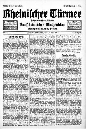 Bergischer Türmer. 1905-1912