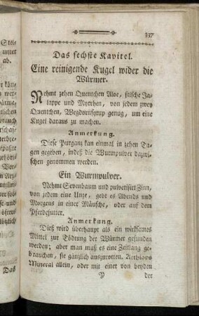 Das sechste Kapitel. Eine reinigende Kugel wider die Würmer.