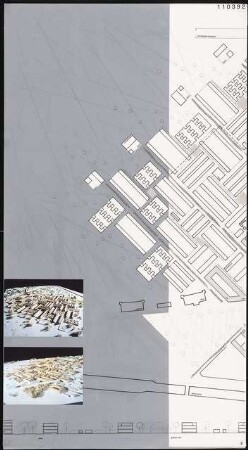 Ein Wohnviertel für die Wissenschaftsstadt, Berlin-Adlershof Schinkelwettbewerb 1996: Lageplan, schematische Ansicht, Modellfoto