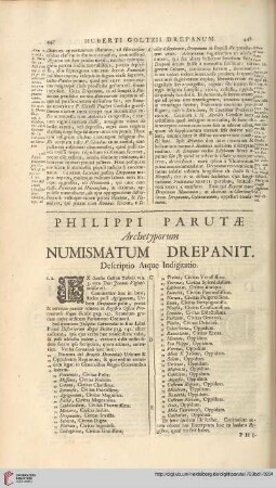 Philippi Parutae Archetyporum numismatum Drepanit.