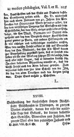 Beschreibung der kayserlichen freyen Reichsstadt Mühlhausen in Thüringen, in zweyen Theilen abgefaßt.