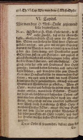 VI. Capitel. Wie man dem H. Meß-Opfer geziemend solle beywohnen
