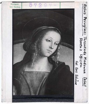 Pietro Perugino: Thronende Madonna, Detail. Florenz, Uffizien