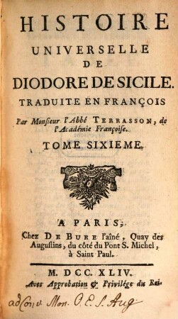 Histoire Universelle De Diodore De Sicile, 6