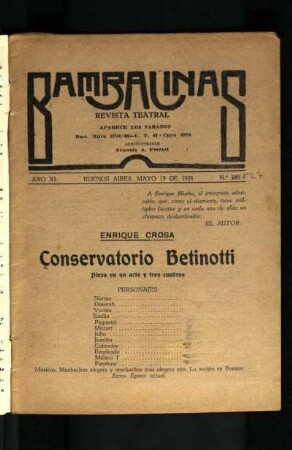 Conservatorio Betinotti : pieza en un acto y tres cuadros