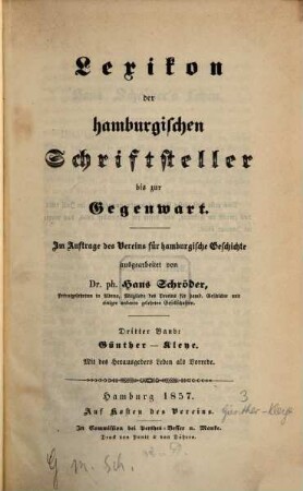 Lexikon der hamburgischen Schriftsteller bis zur Gegenwart, 3. Günther - Kleye