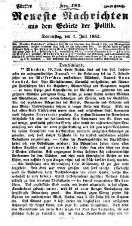 Neueste Nachrichten aus dem Gebiete der Politik. 1852 = Jg. 5, 7 - 9