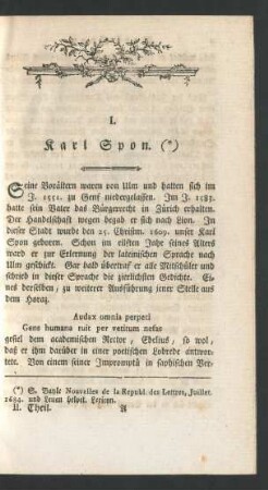 I. Karl Spon.
