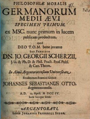 Philosophiae moralis Germanorum medii aevi specimen primum : ex msc. nunc primum in lucem publicam productum