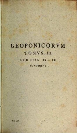 Geōponika = Geoponicorvm Sive De Re Rvstica Libri XX
