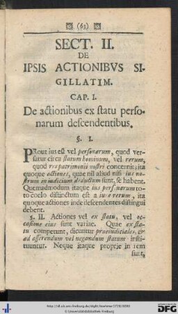 Sectio II. De Ipsis Actionibus Sigillatim.
