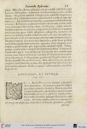 Cap III: Educatio,et Studia