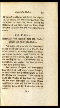 St. Gallen. Ueberfahrt von Costnitz nach St. Gallen. Stadt und Stift St. Gallen