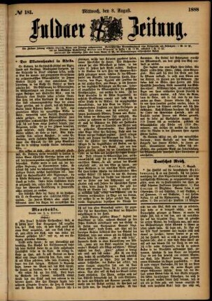Ausgabe vom Mittwoch, den 08. August 1888.