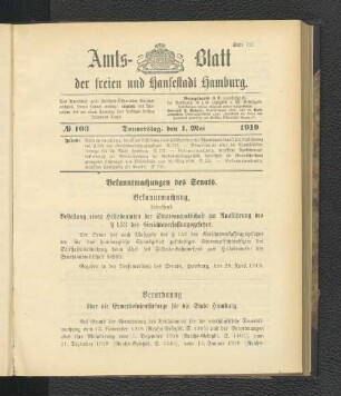 No.103, Donnerstag, den 1. Mai 1919