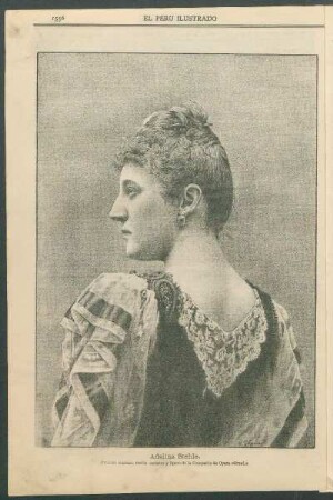 [Retrato de] Adelina Stehle. : Primera soprano, medio carácter y ligero de la Compañía de Opera "Grani."