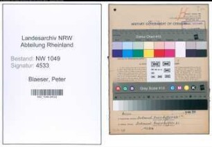 Entnazifizierung Peter Blaeser , geb. 15.09.1905 (Wachmann)