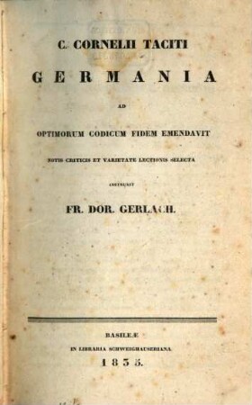 Tacitus Germania, Erste Abtheilung. Text