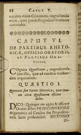 Caput VI. De Partibus Rhetoricæ, Officio Oratoris, Et Partibus Orationis.