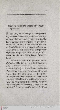 Ueber den Englischen Naturdichter Robert Bloomfield