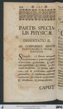 Dissertatio II. De Corporibus Mixtis Partialibus Inorganicis.
