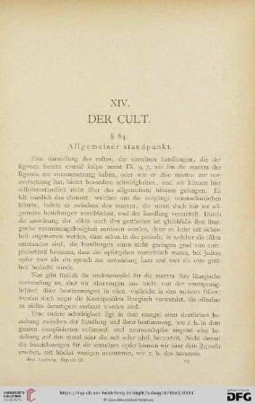 XIV. Der Cult