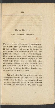 Fünfte Beilage