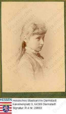 Alexandra Fjodorowna Zarin v. Russland geb. Prinzessin Alix v. Hessen und bei Rhein (1872-1918) / Porträt, Kinderbildnis, linksgewandtes und -blickendes Brustbild