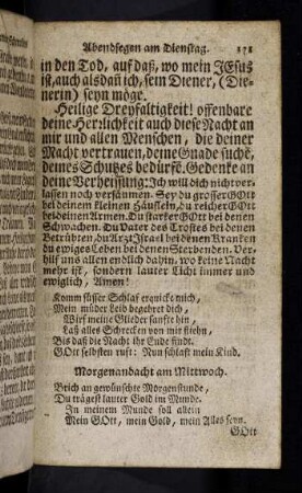 171-180, Morgenandacht am Mittwoch; Abendandacht am Mittwoch