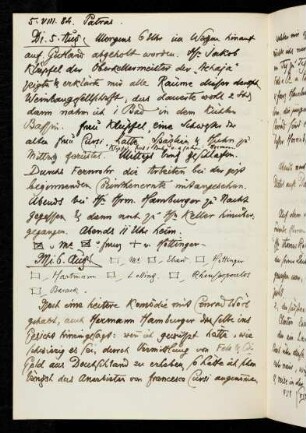 61v-63v 6.VIII.-11.VIII.1884 Schifffahrt Patras - Corfu - Triest