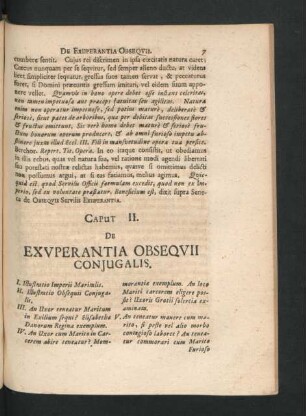 Caput II. De Exuperantia Obsequii Coniugalis.