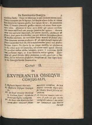 Caput II. De Exuperantia Obsequii Coniugalis.