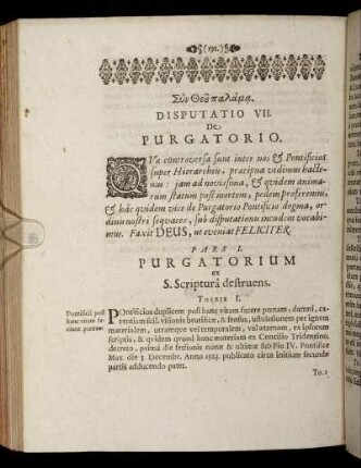 Disputatio VII. De Purgatorio
