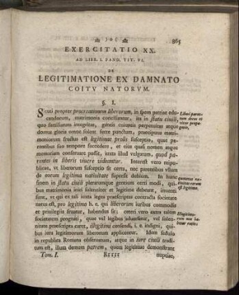Exercitatio XX. De Legitimatione Ex Damnato Coitu Natorum.
