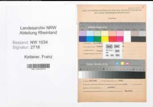 Entnazifizierung Franz Ketterer , geb. 19.02.1877 (Waffenmeister)