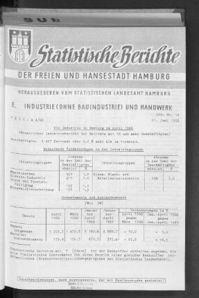 Die Industrie in Hamburg im April 1966 : Lfd. Nr. 14